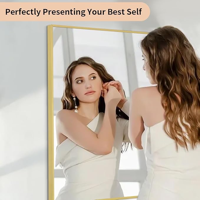Koonmi Gold Mirrors for Wall, 30x48 Inch Bathroom Mirror, Rectangular Wall