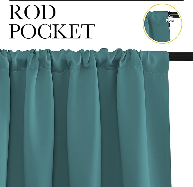 NICETOWN Blackout Curtains for Living Curtains, Sea Teal, 2 Panels, 42 by 72