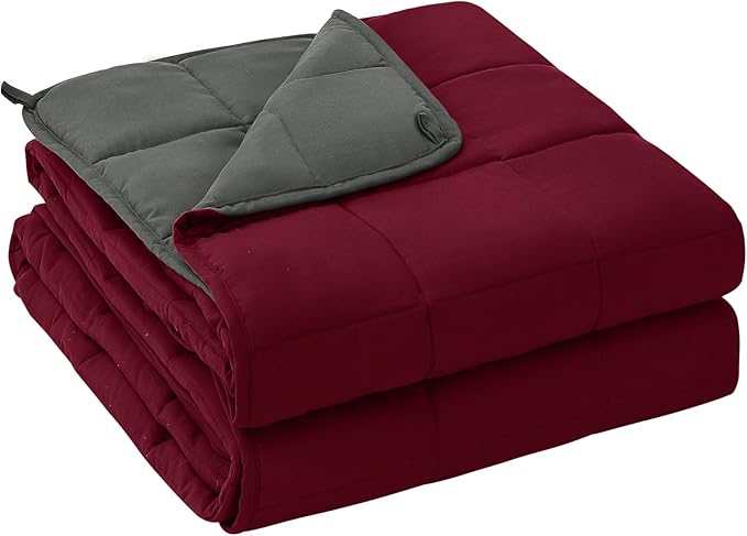 yescool Weighted Blanket for Adults (30 lbs, 88” x 104”, Red Grey) Cooling Heavy Blanket for Sleeping Perfect for 290-310 lbs, King Size Breathable Blanket with Premium Glass Bead