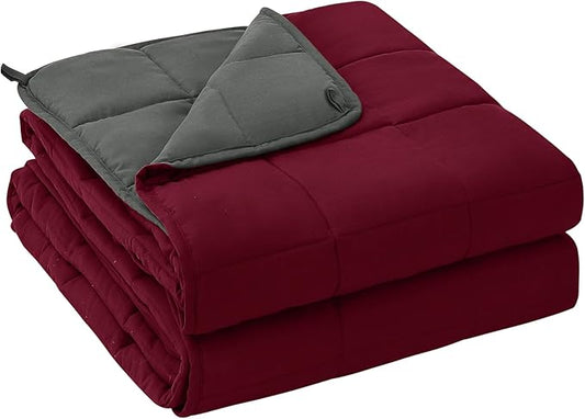 yescool Weighted Blanket for Adults (17 lbs, 60" x 80", Red Grey) Cooling Heavy Blanket for Sleeping Perfect for 110-130 lbs, Queen Size Breathable Blanket with Premium Glass Bead, Machine Washable
