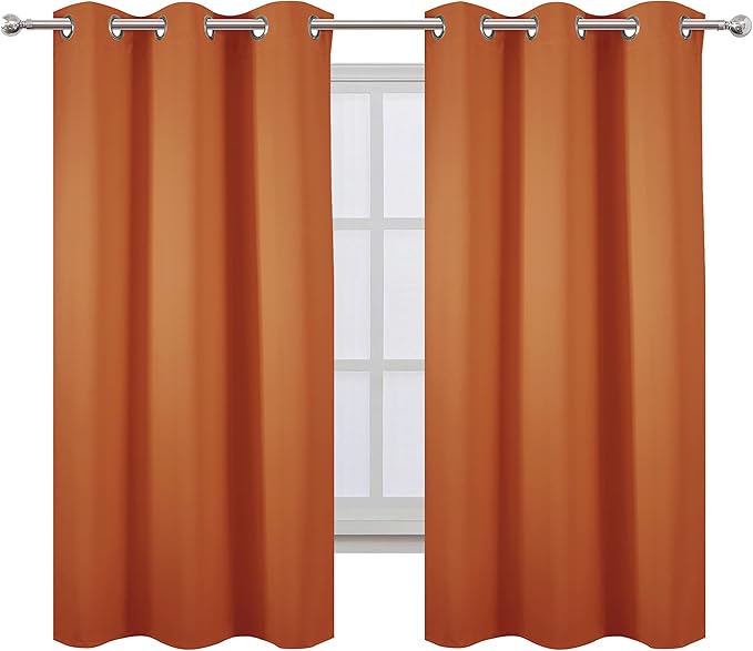 LEMOMO Orange Blackout Curtains 42 x 63 Inch Length/Set of 2 Curtain
