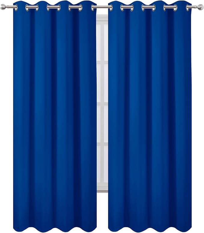 LEMOMO Blackout Curtains 52 x 120 Inch Long Royal Blue Curtains Set of 2 Panels