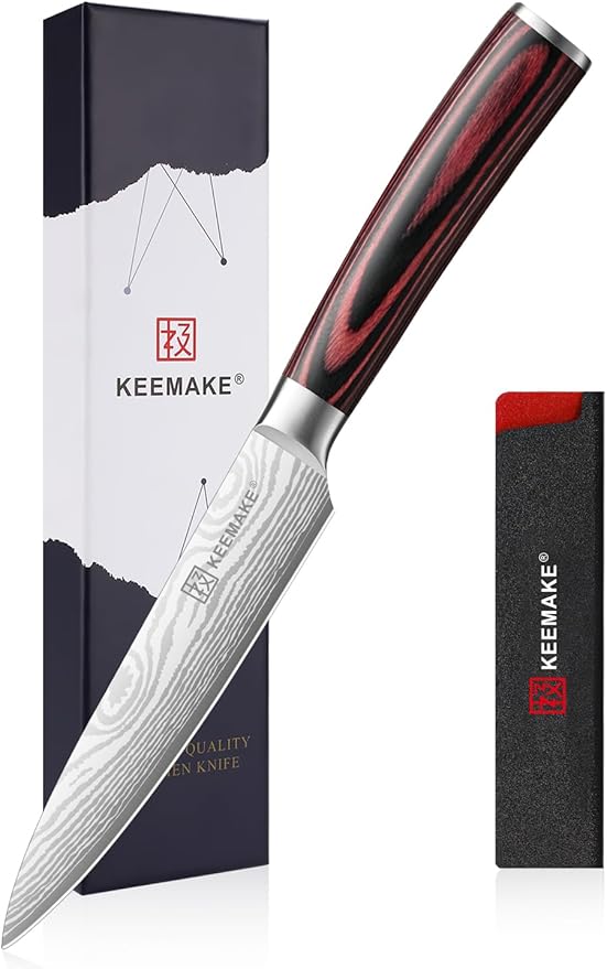 KEEMAKE Kitchen Utility Knife, 5 Inch Chef Knife,Ultra Sharp High Carbon Stainless Steel,Tomato Knife for Fruit and Vegetable Cutting with Ergonomic Handle, Paring Knife for Kitchen