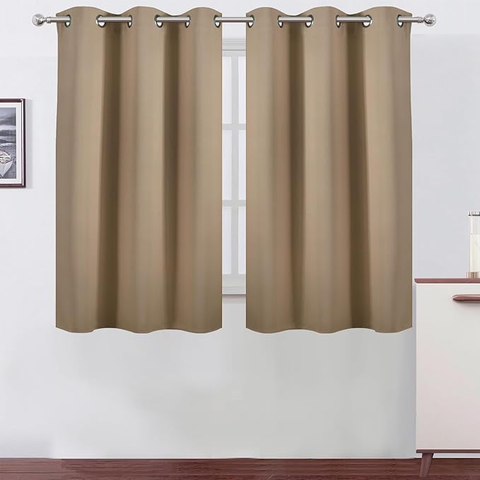 LEMOMO Natural Blackout Curtains/38 x 54 Inch/Set of Two Panels Grommet Living