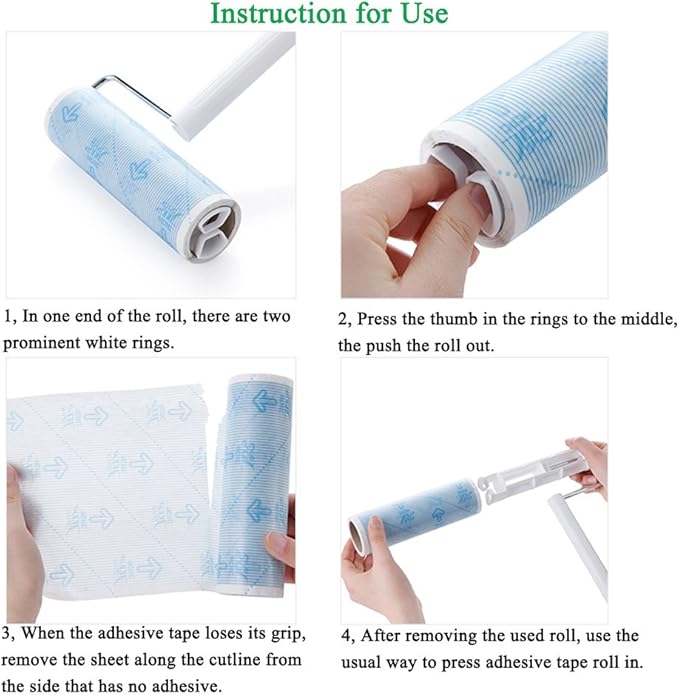 UNIKON Pet Hair Lint Roller Refills Pet Hair Removal Refills, Japanese Sticky Mop Refill 180 Sheets, 6 Packs