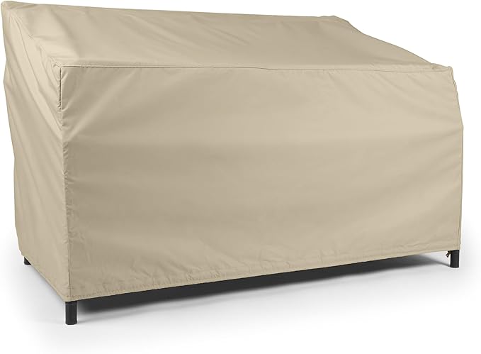 Covermates Elite Outdoor Patio Sofa Cover – Water-Resistant 300D Polyester, Double-Stitched Seams, Elastic Hem, Auto-Locking Drawcord & Mesh Vent for Moderate Weather, 64W x 34D x 30H, Khaki