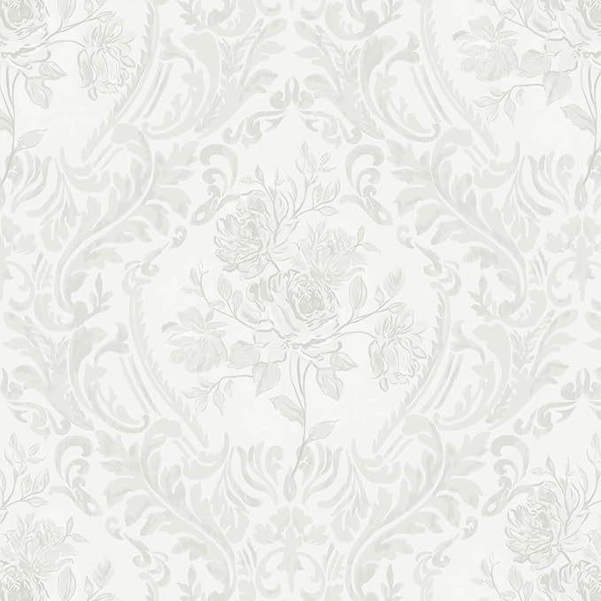 Ismoon Floral Peel and Stick Wallpaper Grey Contact Paper Boho Watercolor