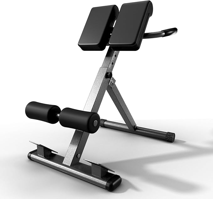 Roman Chair Hyperextension Bench – Adjustable Back Extension Machine for Glutes, Hamstrings & Lower Back – Foldable Multi-Purpose Workout Equipment for Home Gym