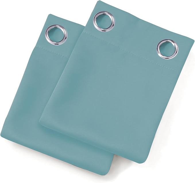 LEMOMO Stone Blue Blackout Curtains 66 x 63 Inch Length/Set of 2 Curtain