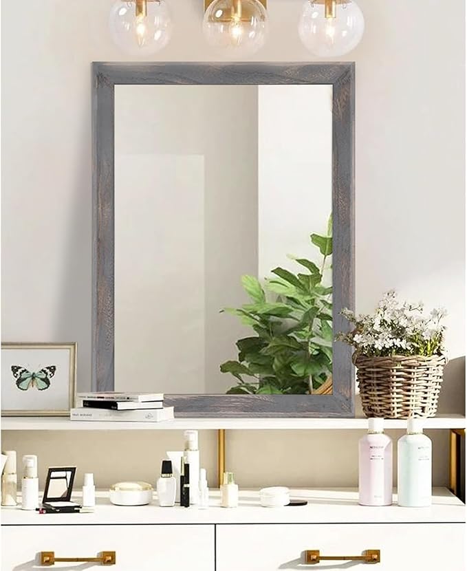 AAZZKANG Wooden Mirror Rectangle Rustic Mirrors