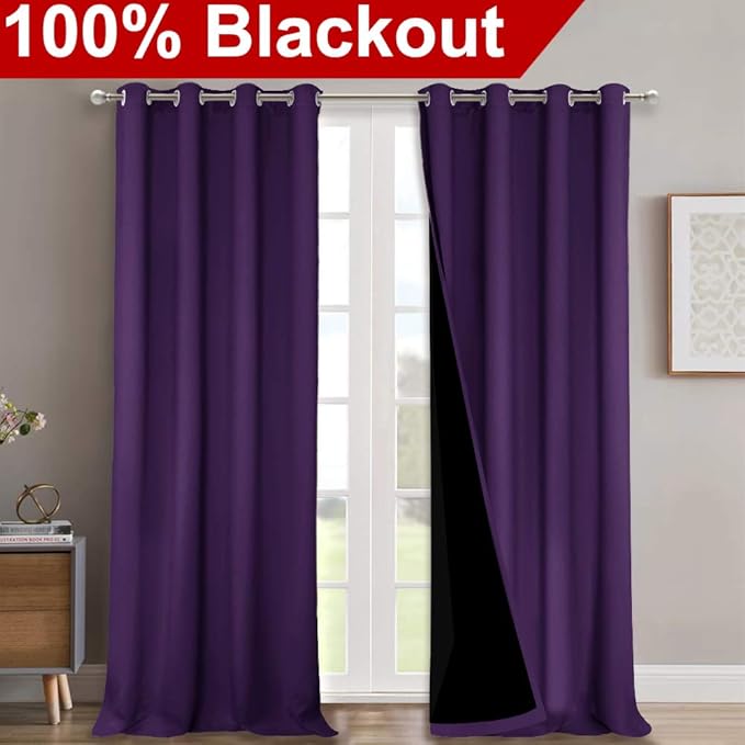 NICETOWN Cold Blocking 100% Blackout Curtains, Durable and Soft Black Lined