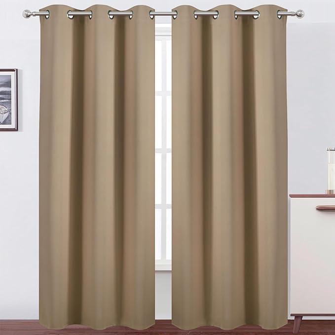 LEMOMO Natural Thermal Blackout Curtains/42 x 84 Inch/Set of 2 Panels Room
