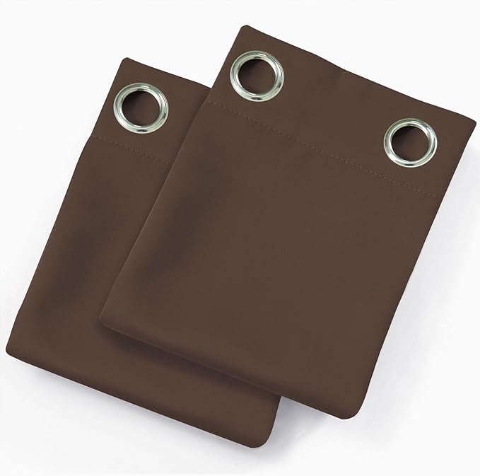 LEMOMO Blackout Curtains 66 x 72 Inch Long Chocolate Curtains Set of 2 Panels
