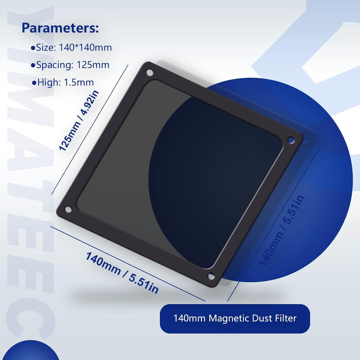 Dust Filter PC 140mm for Computer Cooler/PSU/Routers Nylon 80 Mesh, Magnetic Frame PC Fan Dust Mesh PC Cooler Filter Dustproof Computer Fan Grills (Nylon, 140 * 140mm, 5pcs, Black)