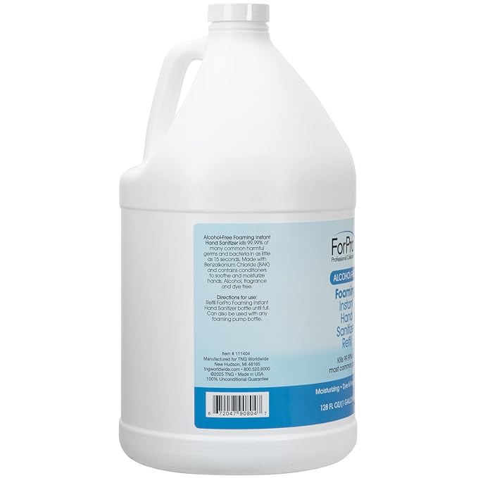 ForPro Professional Collection Alcohol-Free Foaming Instant Hand Sanitizer, Moisturizing, Dye and Fragrance Free Sanitizer, 1 Gallon Refill