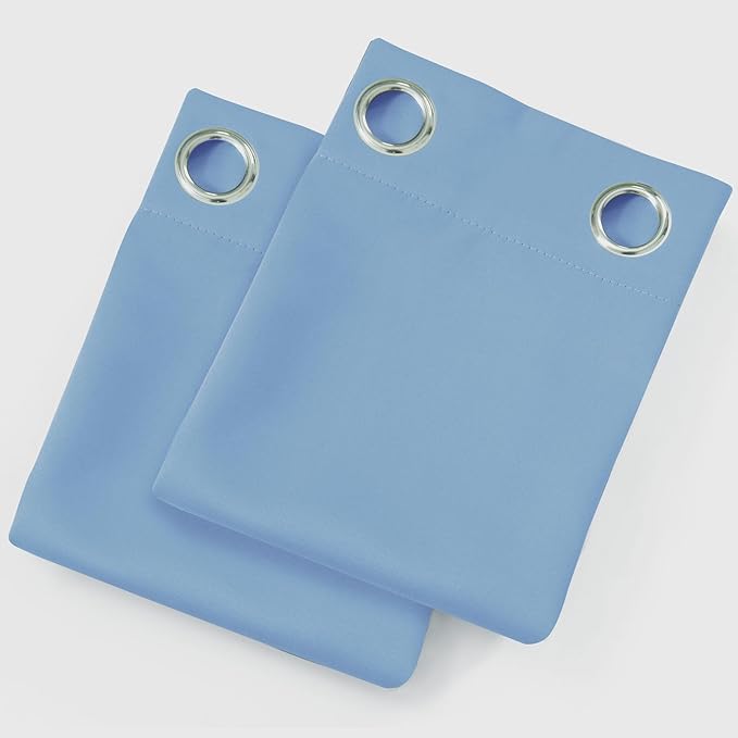 LEMOMO Sky Blue Blackout Curtains/42 x 63 Inch Length Kids Curtains/Set of 2