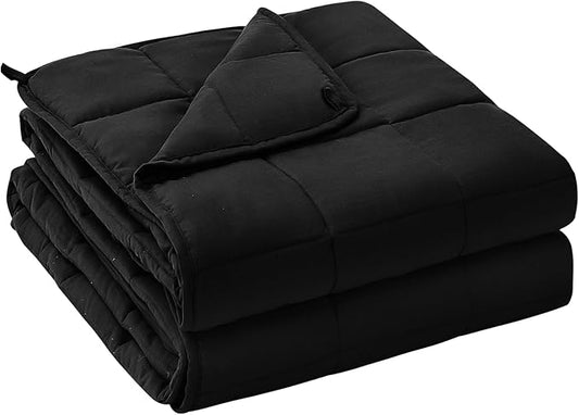 yescool Weighted Blanket for Adults (17 lbs, 48" x 72", Black) Cooling Heavy Blanket for Sleeping Perfect for 160-180 lbs, Twin Size Breathable Blanket with Premium Glass Bead, Machine Washable