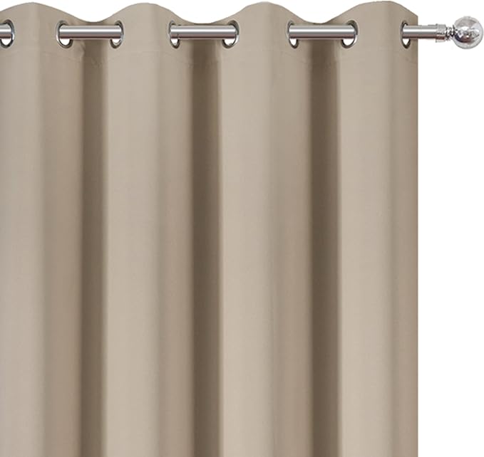LEMOMO Blackout Curtains 52 x 84 inches Long Khaki Curtains Set of 2 Panels