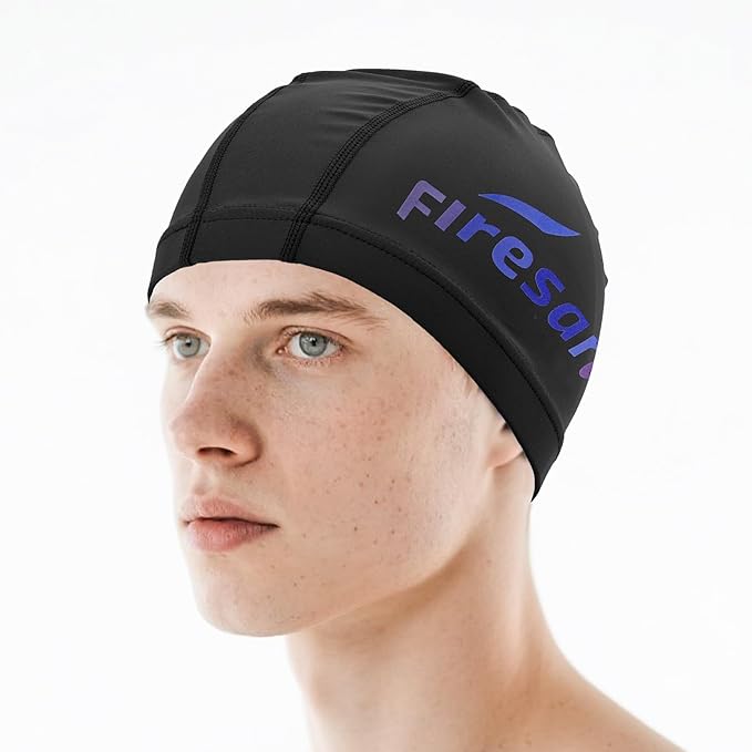 Firesara Fabric Swim Cap, High Elasticity Swimming Cap Keeps Hair Clean Breathable Fit Both Long Hair Short Hair, Swim Caps Woman Girls Men Kids One Size Hat