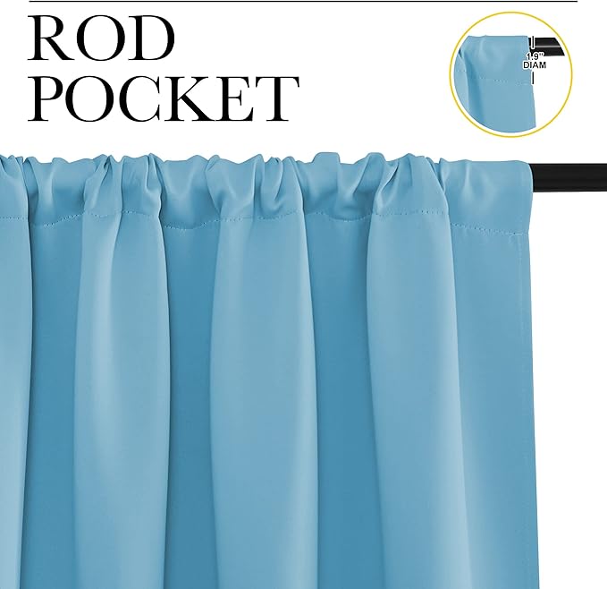 NICETOWN RV Blackout Curtains for Camper Windows, Teal Blue, Kitchen Short