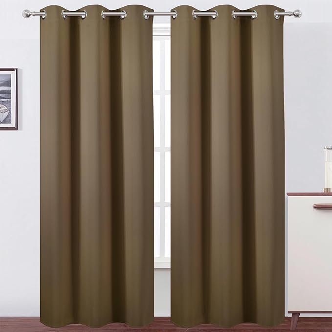 LEMOMO Brown Thermal Blackout Curtains/42 x 84 Inch/Set of 2 Panels Room