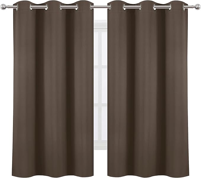 LEMOMO Chocolate Brown Thermal Blackout Curtains/38 x 63 Inch/Set of 2 Panels