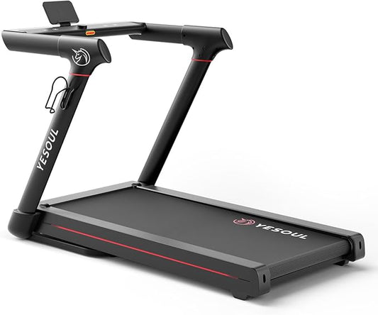 Yesoul Walking Treadmill for Seniors with Long Handrails – 4 Major Safety Protections, Emergency Stop Button, Treadmill for Home 300 lbs Capacity, Recovery Walking Machine with LED Display