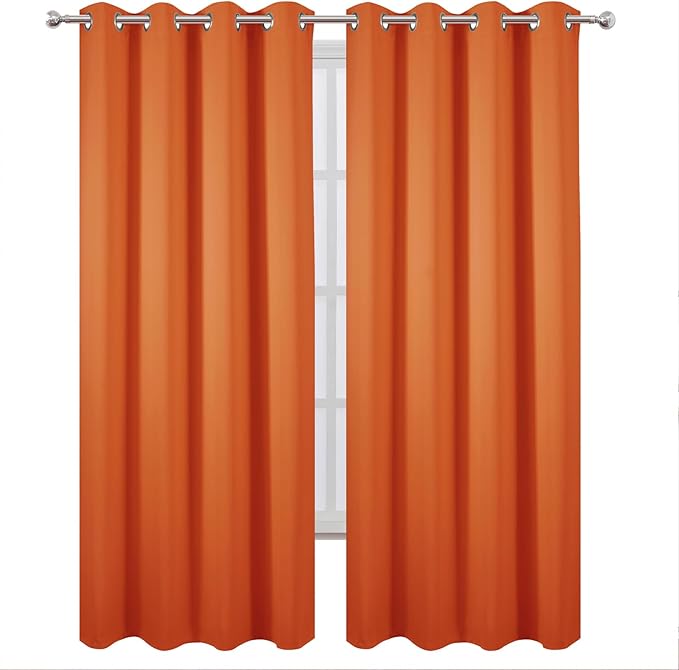 LEMOMO Blackout Curtains 52 x 120 Inch Long Orange Curtains Set of 2 Panels