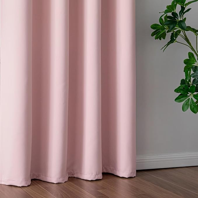 IGEMAEVE Blush Pink Curtains 108 Inch Length 2 Panels Set, Light Filtering