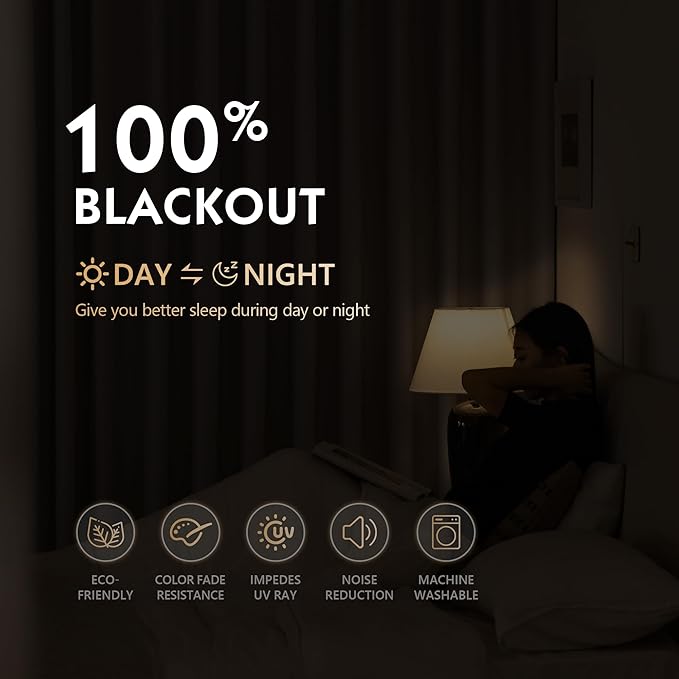 FMFUNCTEX 100% Blackout Curtains