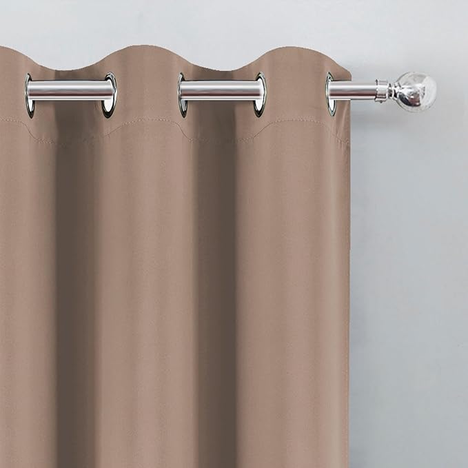 LEMOMO Blackout Curtains 66 x 54 Inch Long Cappuccino Curtains Set of 2 Panels