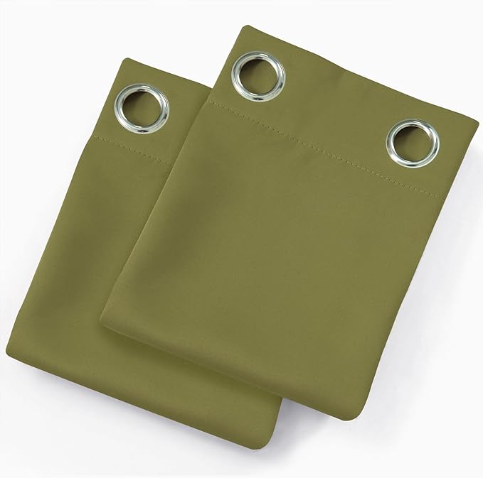 LEMOMO Olive Green Thermal Blackout Curtains/42 x 72 Inch/Set of 2 Panels Room