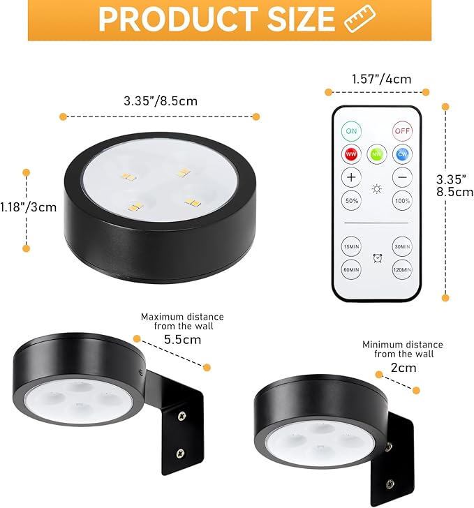 KELUOLY 4-Pack Picture Light Battery Operated