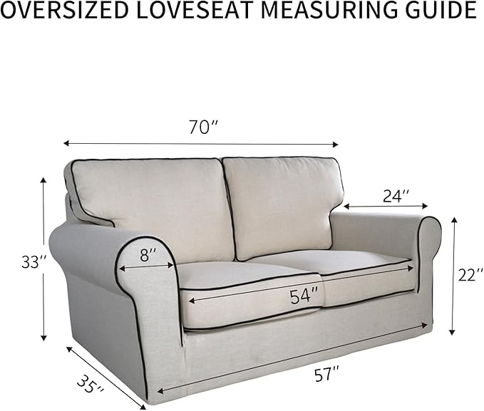 PureFit Reversible Quilted Sofa Cover, Water Resistant Slipcover Furniture Protector, Washable Couch Cover with Non Slip and Elastic Straps for Kids, Dogs, Pets (Oversized Loveseat, Navy/Ivory)