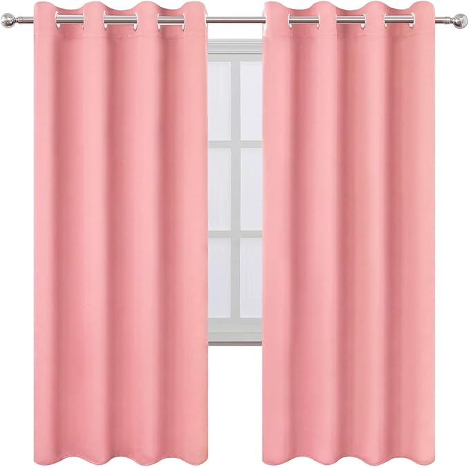 LEMOMO Blackout Curtains 66 x 72 Inch Long Pink Curtains Set of 2 Panels Room
