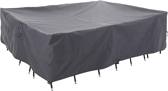 WJ-X3 Large Grey Patio Furniture Cover,108W x 84D x 31H Inch - Waterproof, UV & Wind-Resistant, Anti-Fade, Perfect for Outdoor Table & Chair Sets