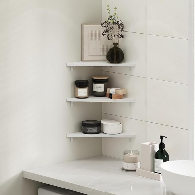 Furinno Rossi Triangle Corner Floating Shelves, Wall Mount Display Shelf