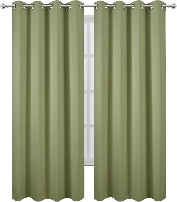 LEMOMO Blackout Curtains 52 x 84 inches Long Sage Green Curtains Set of 2