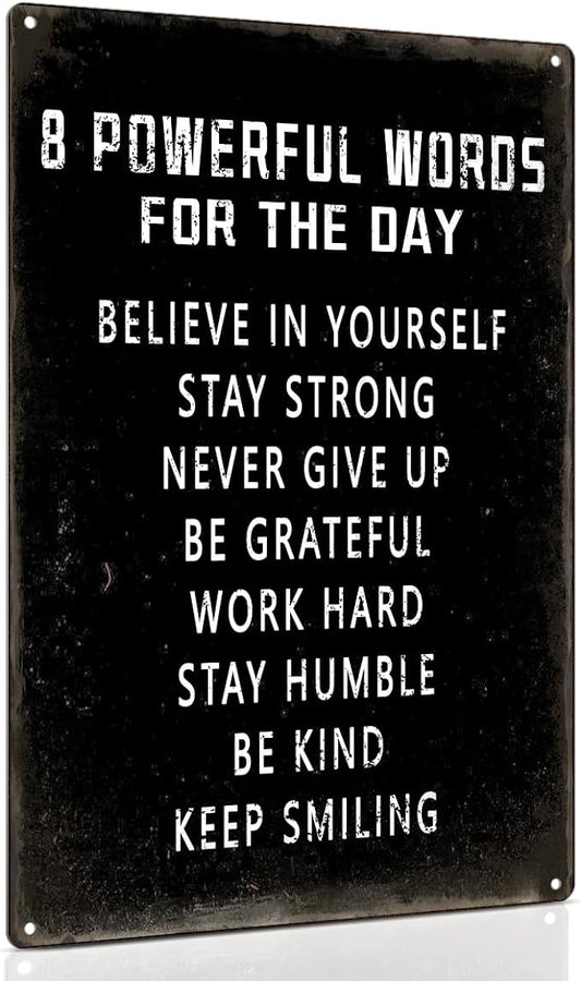 ALKB Inspirational Wall Art Metal Sign 8 x 12 Inch, Inspiring Positive Quotes Room Decor for Living Room Bedroom Classroom Gym, Motivational Wall Decor for Teen