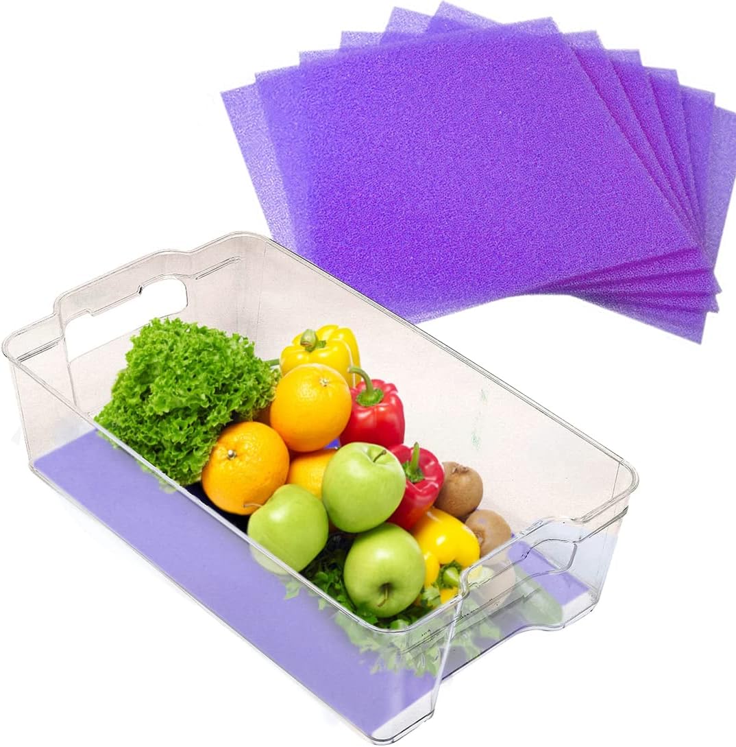 Dualplex® Fruit & Veggie Life Extender Liner for Fridge Refrigerator Drawers, 12x15 Inches (4 Pack) – Extends The Life of Your Produce & Prevents Spoilage (Purple)
