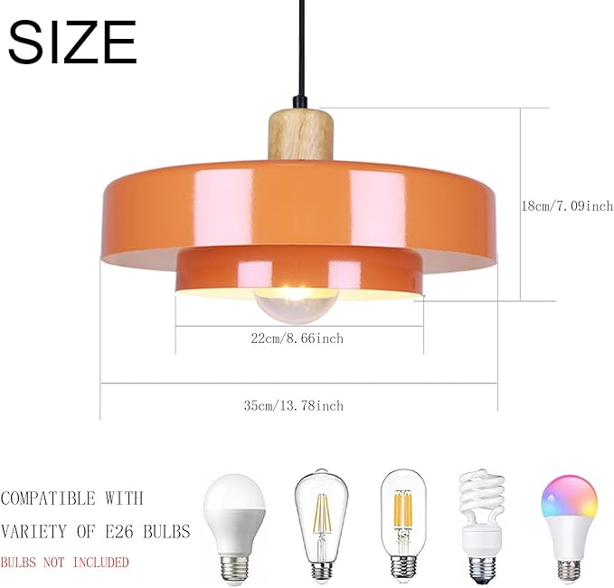 Plug in Pendant Light Modern Pendant Lamp E26 Vintage Hanging Light Fixture with 14ft Cord On/Off Switch for for Dining Room Bedroom Living Room Kitchen Island