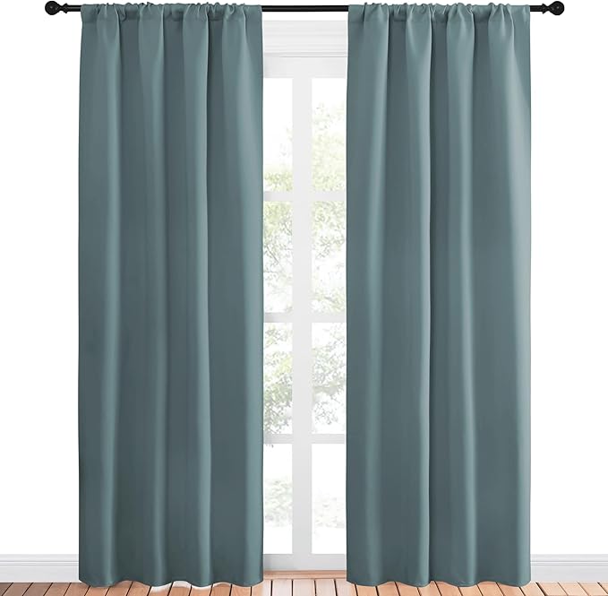 NICETOWN Greyish Blue Blackout Curtains Panels