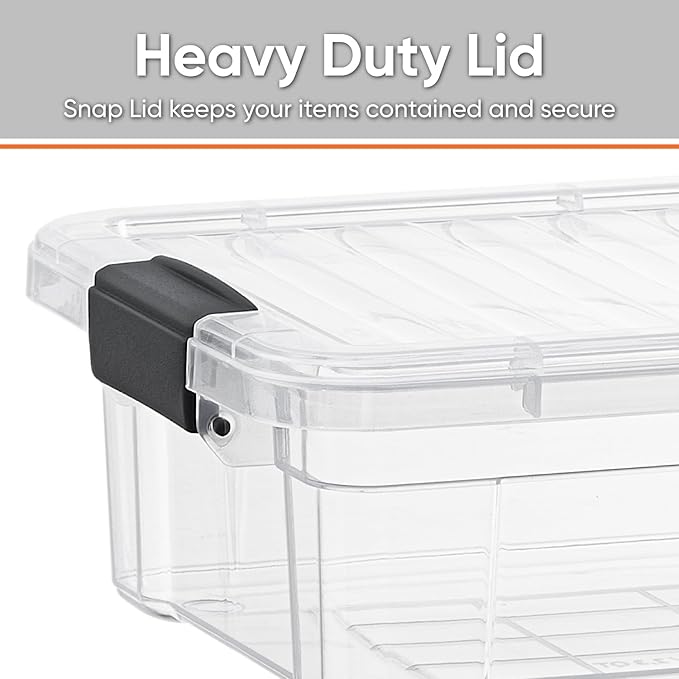 Superio Storage Bins with Lids- 2 Pack, 4.5 Qt Clear Boxes for Organizing, Stackable Plastic Containers- BPA Free, Non-Toxic, Odor Free, Organizer for Home, Office, Dorm
