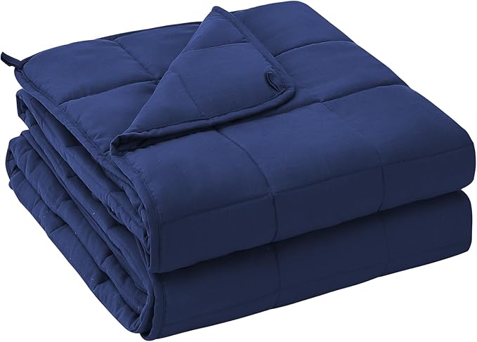 yescool Weighted Blanket for Adults (20 lbs, 88” x 104”, Blue) Cooling Heavy Blanket for Sleeping Perfect for 190-210 lbs, Queen Size Breathable Blanket with Premium Glass Bead, Machine Washable