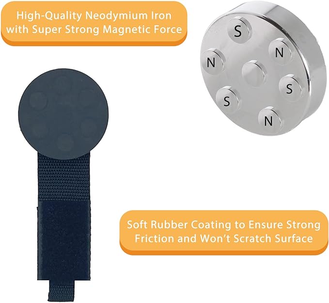 Heavy Duty Magnetic Hook, Magnetic Tool Holder, Magnetic Garage Hooks, Extension Cord Strap for Cable, Rope, Wire Storage in Garage,Workshop,RV,Pick-up(Dia.2.59" Magnet * 4Pcs)