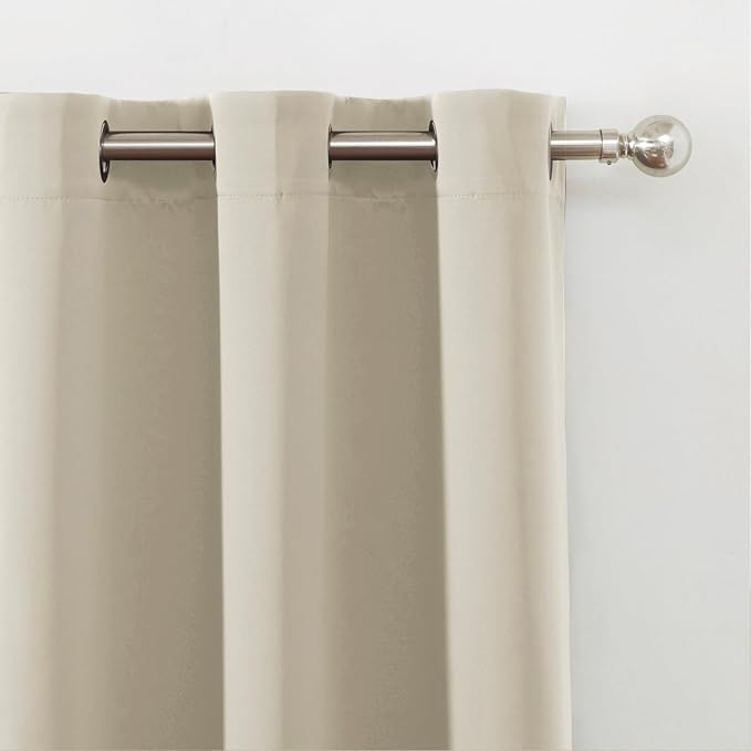 LEMOMO Blackout Curtains 66 x 72 Inch Long Light Beige Curtains Set of 2 Panels