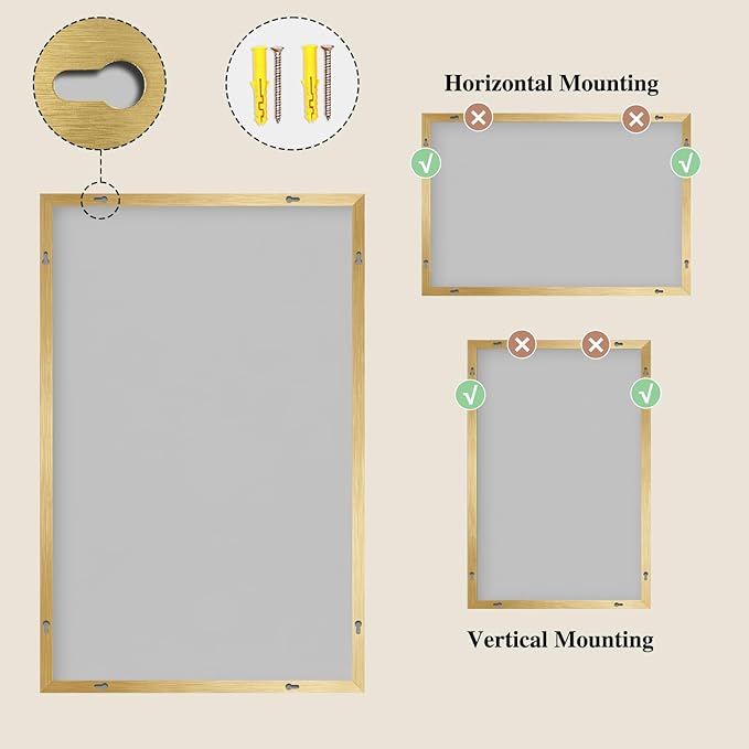 Koonmi Gold Mirrors for Wall, 30x48 Inch Bathroom Mirror, Rectangular Wall