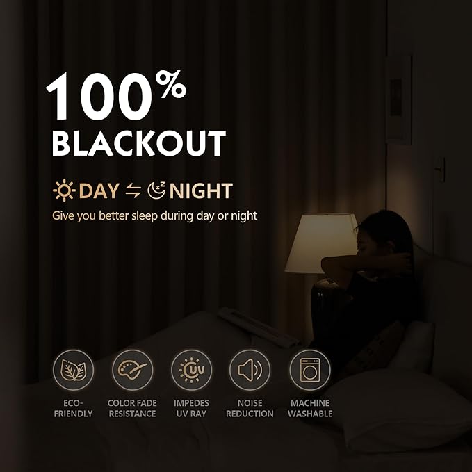 FMFUNCTEX 100% Blackout Curtains