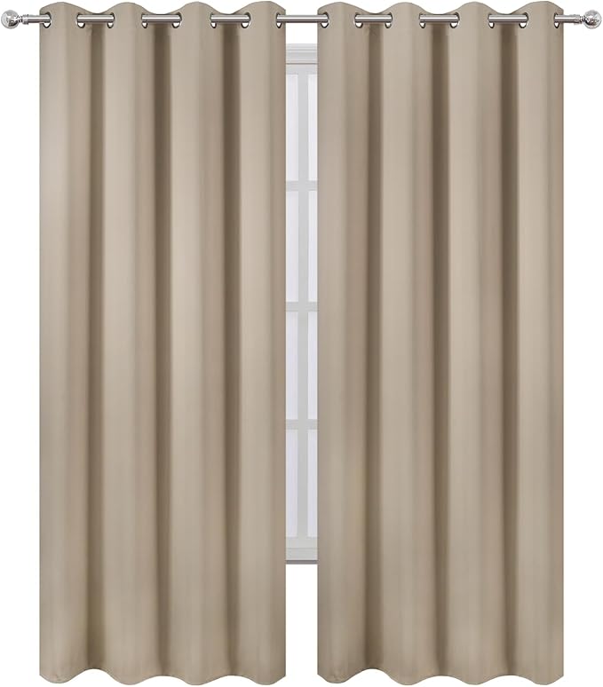 LEMOMO Khaki Thermal Blackout Curtains/52 x 95 Inch/Set of 2 Panels Room