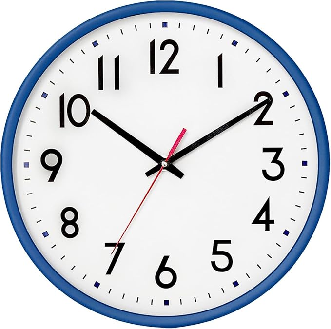 HZDHCLH Wall Clock Blue, Silent Wall Clocks Battery Operated 8 Inch Modern Non